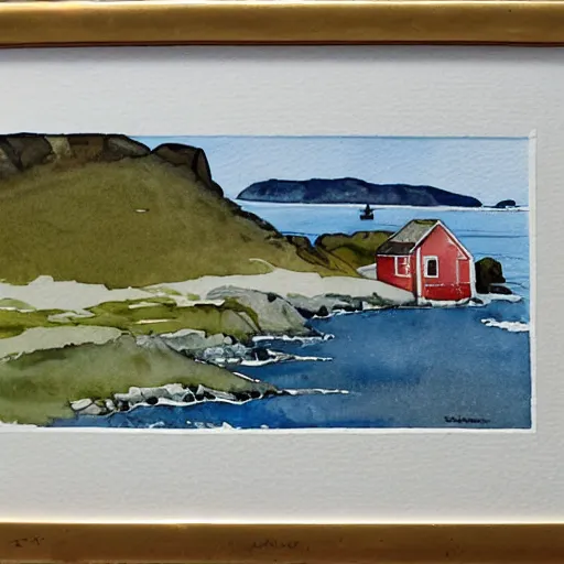 Prompt: Karmøy landscape, watercolor