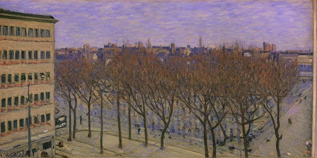 Prompt: Montreal by Gustave Caillebotte dramatic lighting