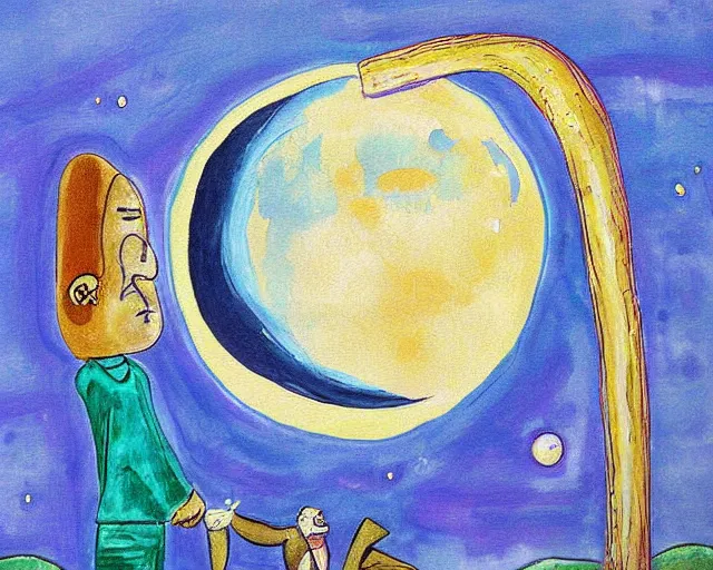 Prompt: man in the moon painting by carol heyer