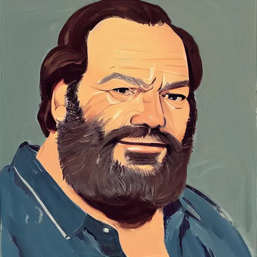 Prompt: a portrait of very old bud spencer and terence hill by alex katz, trending on artstation