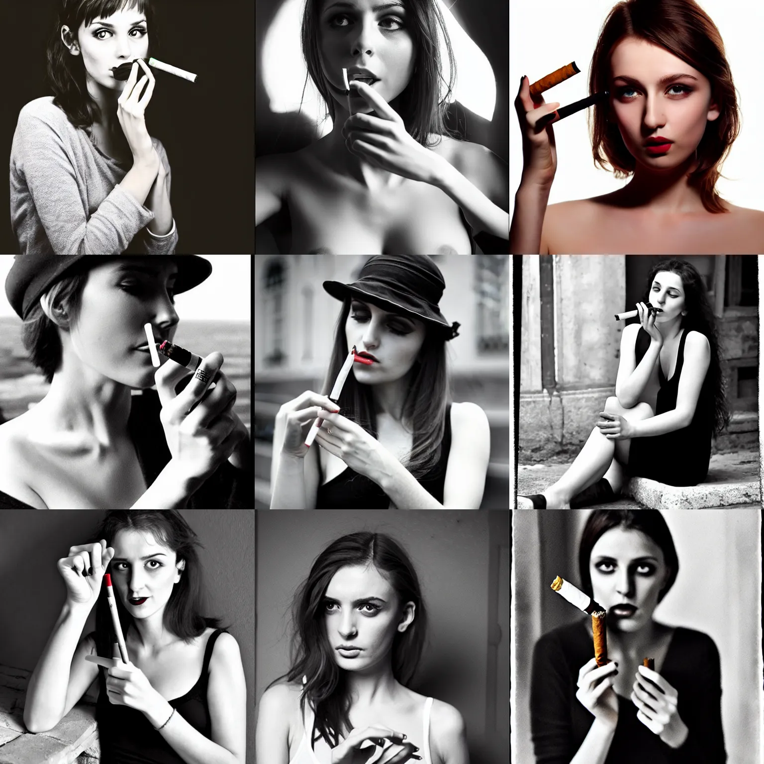 Prompt: 2. Sigara aşırmak, Phil Photos La dernière cigarette, Фото Девушка курит, Ragazza splendida con la sigaretta Fotografia Stoc, Smoking woman, Ελληνίδες καπνίστριες: Ο καρκίνος του πνεύμονα