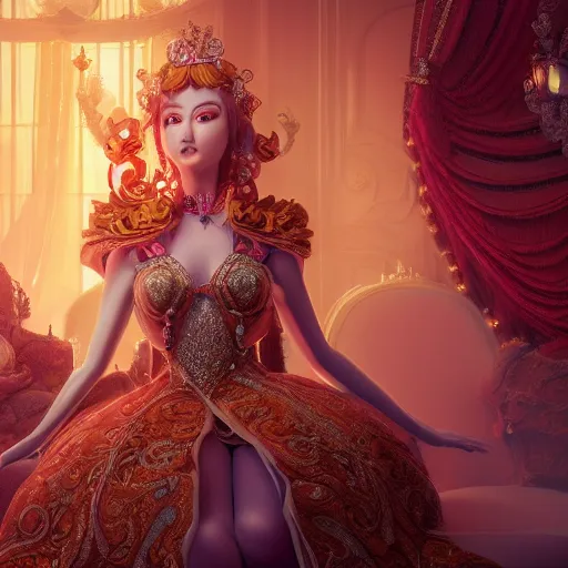 Image similar to wonderful princess of beauty with fair skin, ornate 8 k gorgeous intricate detailed, accent lighting, dramatic light, octane render