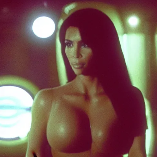 Image similar to film still of Kim Kardashian in the movie Alien.