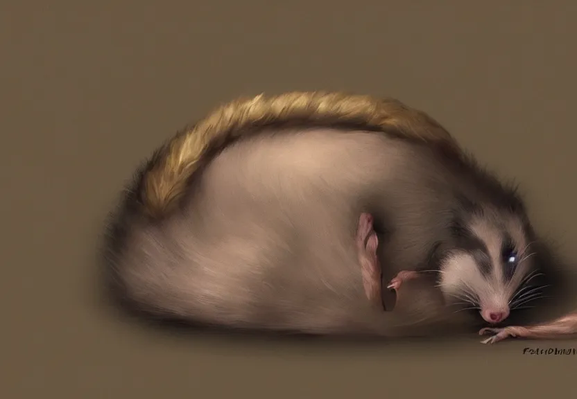 Prompt: possum sleeping in its bed at his bedroom, having a nightmare, dark fantasy, trending on artstation