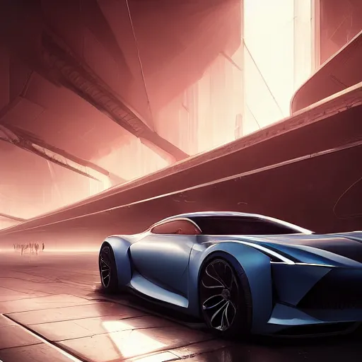 Image similar to detailed intricate digital illustration by greg rutkowski and artgerm and wlop ; 2 0 2 4 concept car, sharp, smooth, editorial photograph, led headlights and sleek design ; consumer electric vehicle, simple composition with blank background and sharp focus