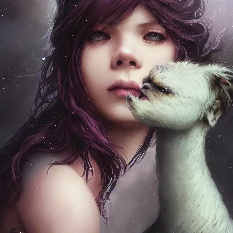 Prompt: highly detailed portrait of emo alpacas, eyeshadow, emo makeup, piercings, unreal engine, dark fantasy art by greg rutkowski, loish, rhads, ferdinand knab, makoto shinkai and lois van baarle, ilya kuvshinov, rossdraws, tom bagshaw, alphonse mucha, global illumination, radiant light, detailed and intricate environment