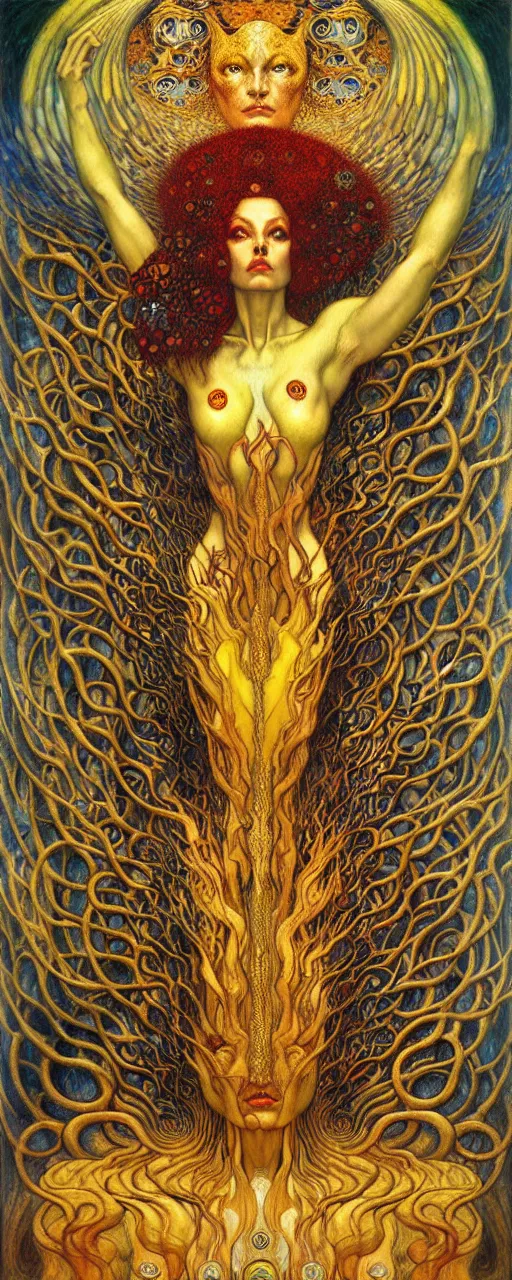 Image similar to Divine Chaos Engine by Karol Bak, Jean Delville, William Blake, Gustav Klimt, and Vincent Van Gogh, symbolist, visionary