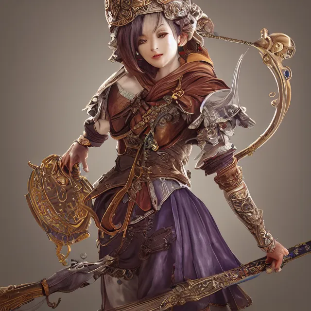 Image similar to studio portrait of neutral good colorful female cleric bard healer as absurdly beautiful, elegant, young skinny gravure idol, ultrafine photorealistic illustration by kim jung gi, irakli nadar, intricate linework, sharp focus, bright colors, octopath traveler, final fantasy, unreal engine highly rendered, global illumination, radiant light, intricate environment