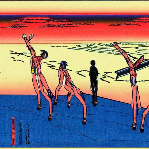 Image similar to neon genesis evangelion, by ando hiroshige, detailed