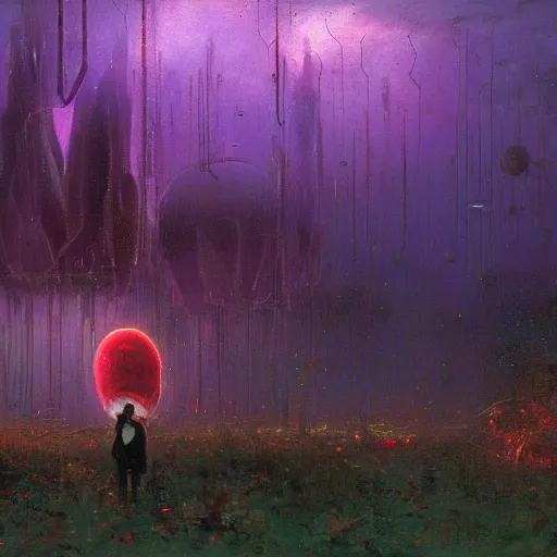 Image similar to a lovely picture of a mycelium alien by john berkey, by george inness, by john harris, purple and red and white gradient colour theme, trending on deviantart, rendered in blender, 8 k resolution