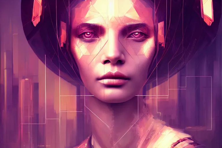 Image similar to surreal Portrait of goddes of war in cyberpunk city, elegant, highly detailed, smooth, sharp focus, illustration, beautiful, geometric, dmt trending on artstation, cinematic, artwork by WLOP