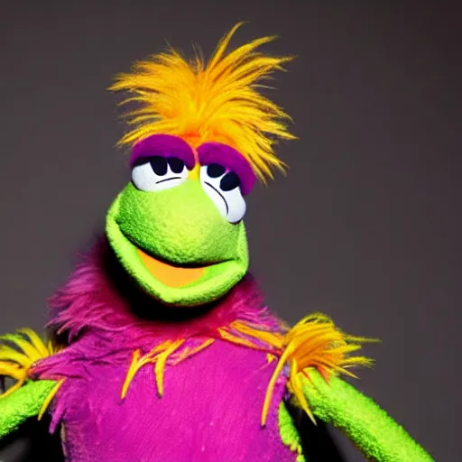 Image similar to studio portrait still of muppet!!!!! ziggy stardust!!!!!! as a muppet muppet as a muppet, 8 k, studio lighting, key light,