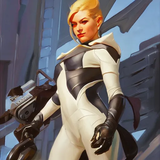 Prompt: greg manchess portrait painting of partially armored emma grace frost overwatch character, medium shot, asymmetrical, profile picture, organic painting, sunny day, matte painting, bold shapes, hard edges, street art, trending on artstation, by huang guangjian and gil elvgren and sachin teng