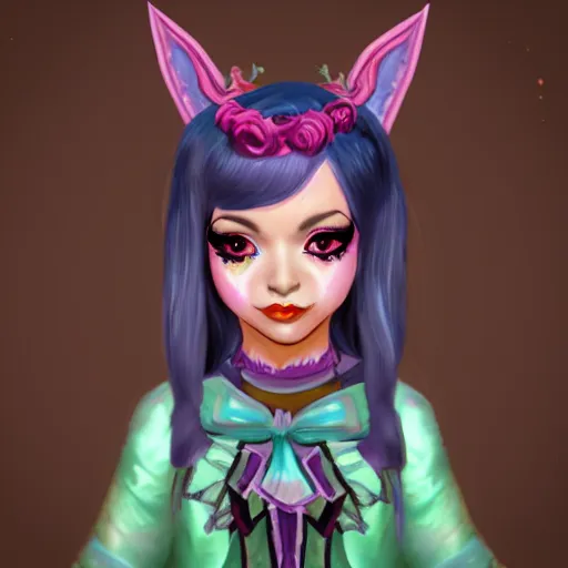 Image similar to melanie martinez as a world of warcraft character, night elf