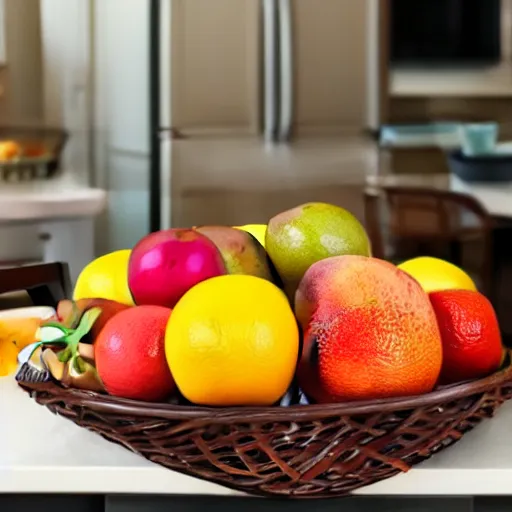 Image similar to a fruit basket on top of a kitchen table