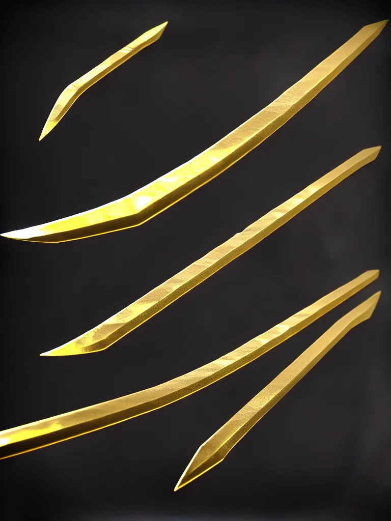 Prompt: magic long sword, proportional image, runed, black background, 3 d octane render, blade, sharp, gold, gems, cryptoblades