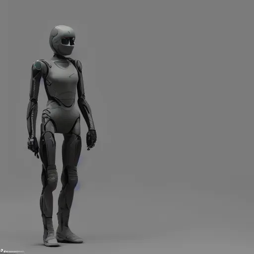 Image similar to character of ex machina 3 d render in octane