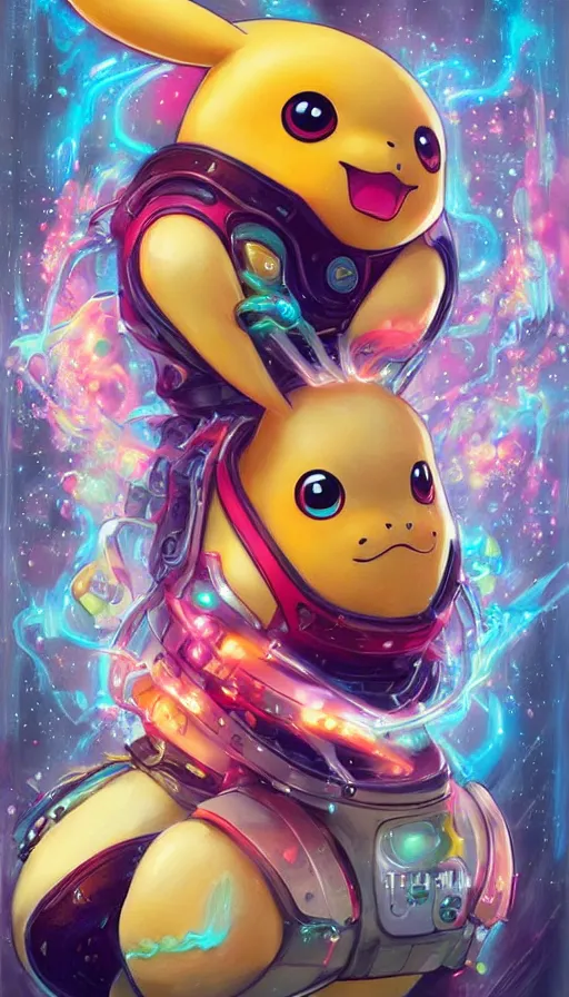 Image similar to lofi BioPunk Pokemon Pikachu portrait Pixar style by Tristan Eaton_Stanley Artgerm and Tom Bagshaw,