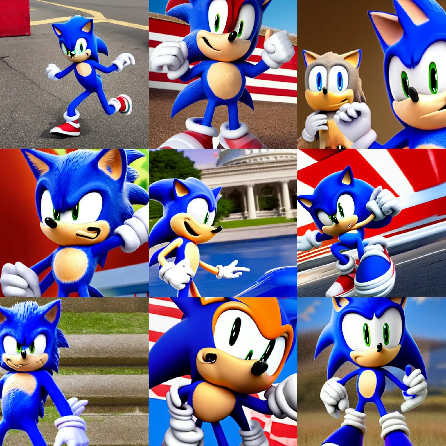 Prompt: photov of sonic hedgehog campaigning for united states senate election