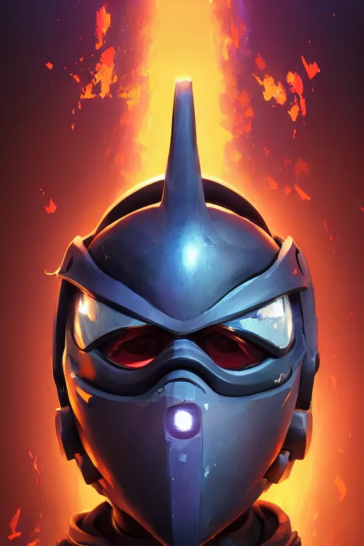 Image similar to epic mask helmet robot ninja portrait stylized as fornite style game design fanart by concept artist gervasio canda, behance hd by jesper ejsing, by rhads, makoto shinkai and lois van baarle, ilya kuvshinov, rossdraws global illumination radiating a glowing aura global illumination ray tracing hdr render in unreal engine 5