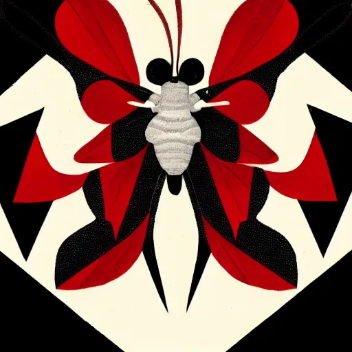 Prompt: bones moth, bauhaus, propoganda, red, tan, black, ink illustration, line work only, golden ratio, vga, flat colours, solid colours, no blur, white background,