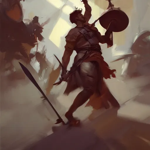 Image similar to greg manchess portrait people stumbling over swords falling on the ground, profile picture, organic painting, sunny day, matte painting, bold shapes, hard edges, street art, trending on artstation, by huang guangjian, gil elvgren, ruan jia, randy vargas, greg rutkowski