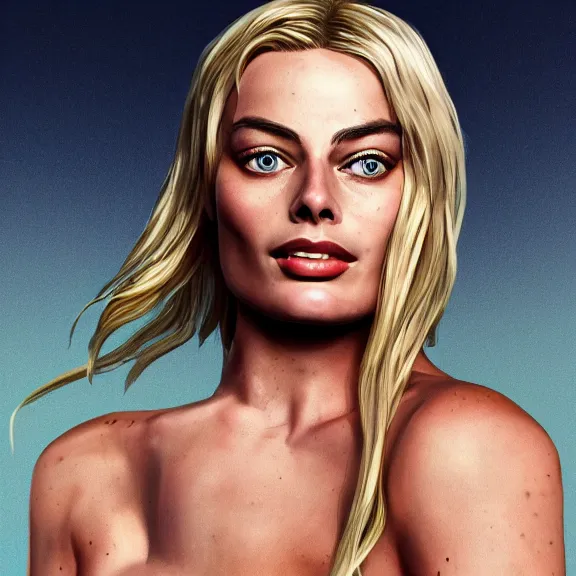 Image similar to Margot Robbie, goddess of love, ultra realistic, 8K resolution, detailed, Artstation, epic