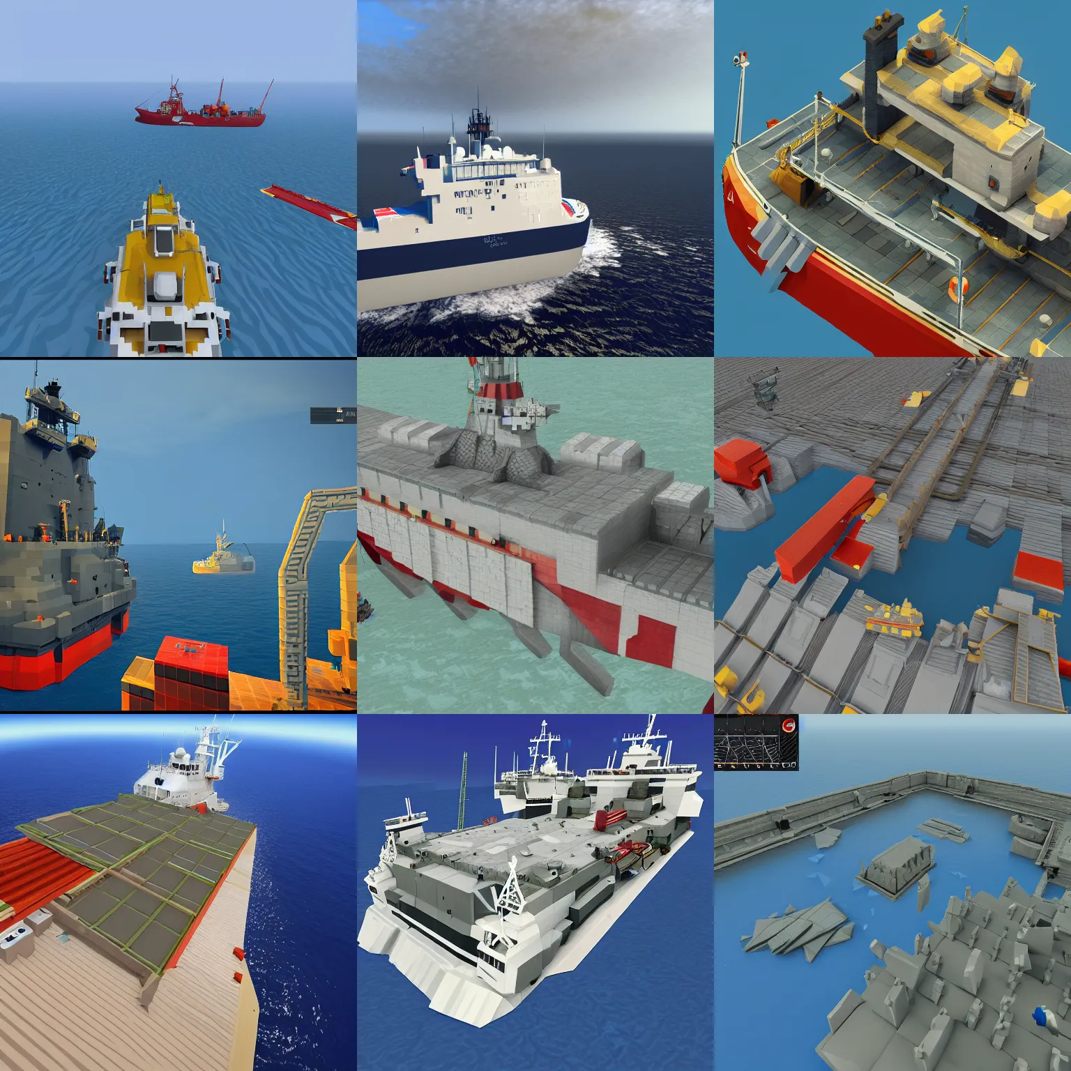 Prompt: Stormworks, videogame, low polygon, voxel-based building game, open sea, coast guard recuse ship