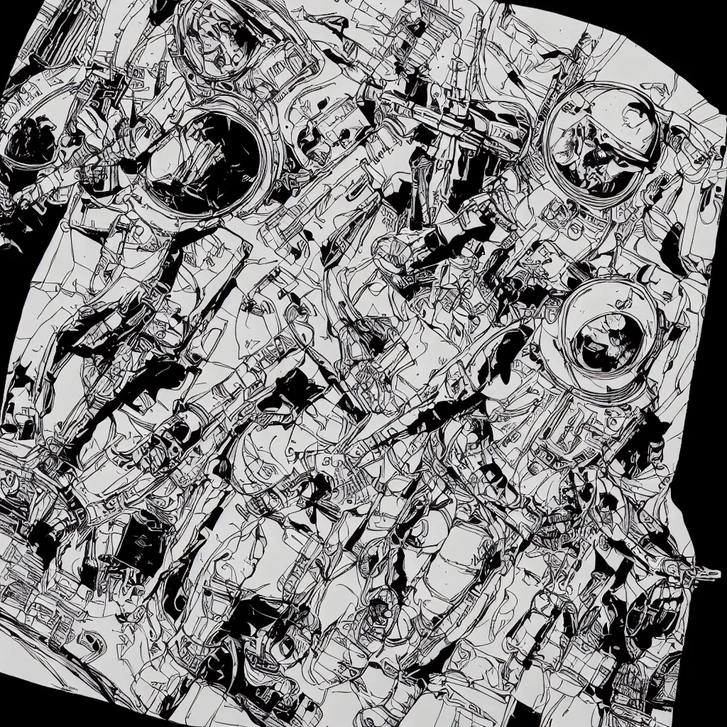 Prompt: cosmonaut skeleton tearing his space suit off laurie greasley masterpiece hyper realism, intricate detail, extremely detailed vivid colors