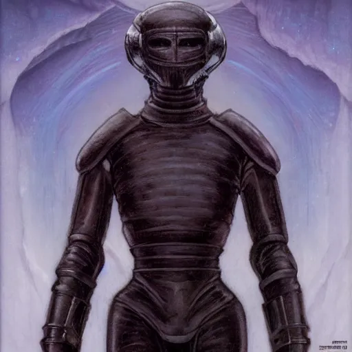 Image similar to portrait of a humanoid ice warrior, by Gerald Brom