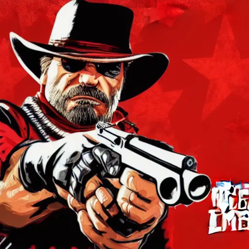 Image similar to Duke Nukem in Red Dead Redemption 2, Duke Nukem art style, explosive background