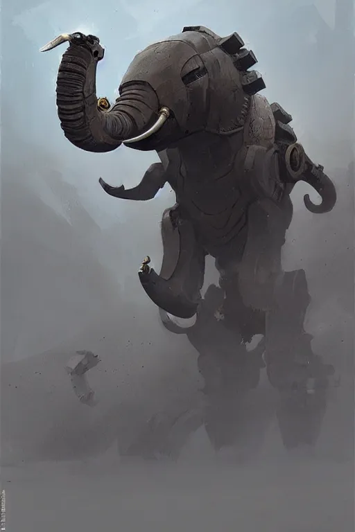 Prompt: robot war elephant in the style of Greg rutkowski