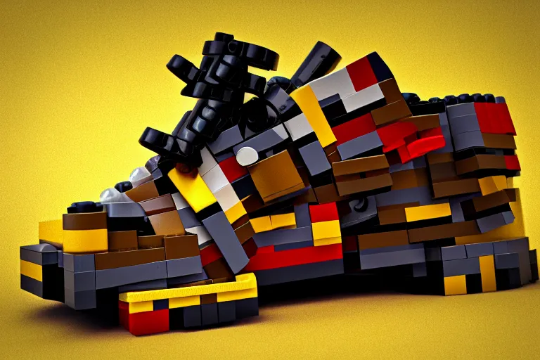 Image similar to sneaker made out of lego, steampunk, sculpture, cinema 4 d, octane render