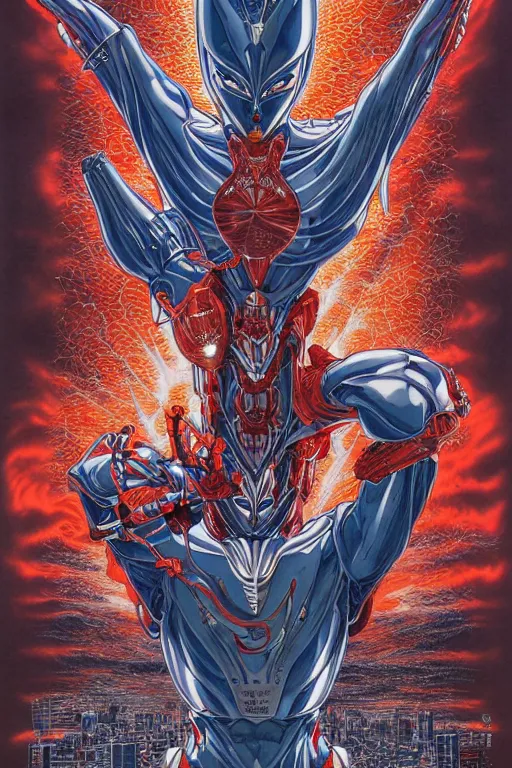 Prompt: posterof ultraman, symmetrical, by yoichi hatakenaka, masamune shirow, josan gonzales and dan mumford, deayami kojima, takato yamamoto, barclay shaw, karol bak, yukito kishiro