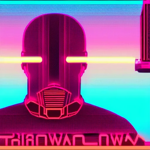 Image similar to A synthwave cigar inspired by Tron, Trending on Artstation, Digital screenshot,. Faded film grain, 1980s Computer Graphics,