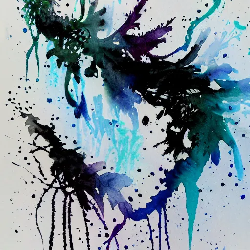 Prompt: aquarelle watercolor stain splash, black water paint