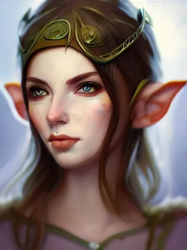 Prompt: elf girl, portrait, digital painting, elegant, beautiful, highly detailed, artstation, concept art