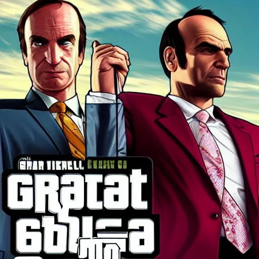 Prompt: GTA box cover art for Better Call Saul, Grand Theft Auto, GTA cover art