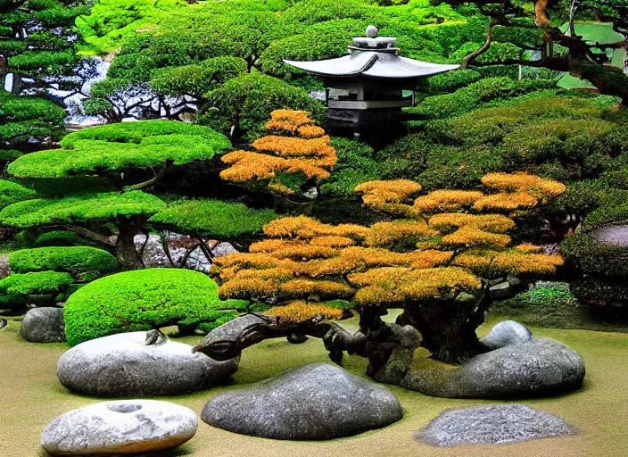 Image similar to japanese garden of an ancient god by wayne barlowez