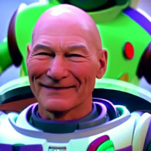 Image similar to patrick stewart as the real buzz lightyear