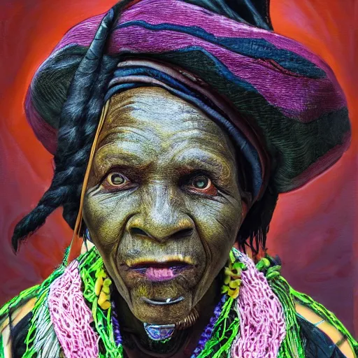 Image similar to portrait of a witch doctor, hyper realistic