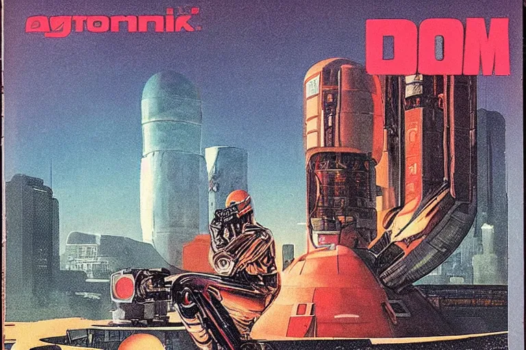 Image similar to 1979 OMNI Magazine Cover depicting a large Android emerging from a vat next to a large power generator. Cyberpunk Akira style by Vincent Di Fate