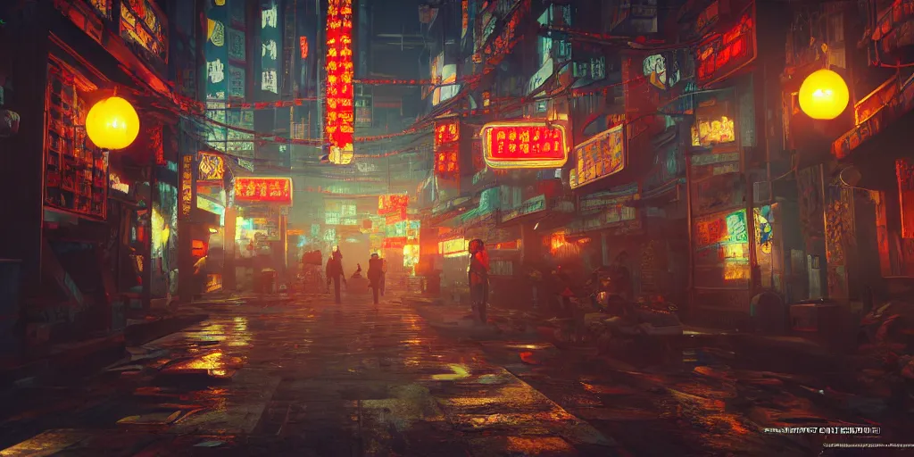 Image similar to a photo of 8k cyberpunk chinatown, cinematic lighting, trending on artstation, 4k, hyperrealistic, focused, extreme details, unreal engine 5, cinematic, masterpiece