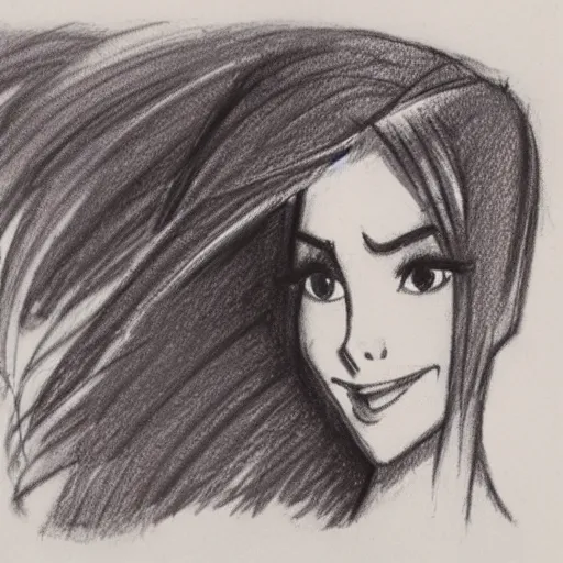 Prompt: milt kahl sketch of victoria justice as with hair tendrils
