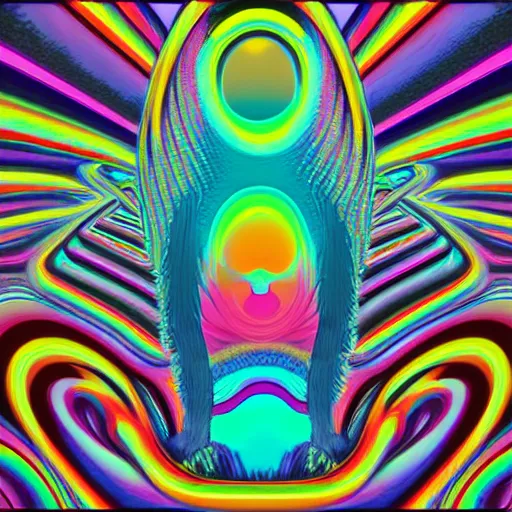 Prompt: Psychedelic Surrealist Dreamworld in the style of an album cover, noise and heavy gradients, trending on artstation.