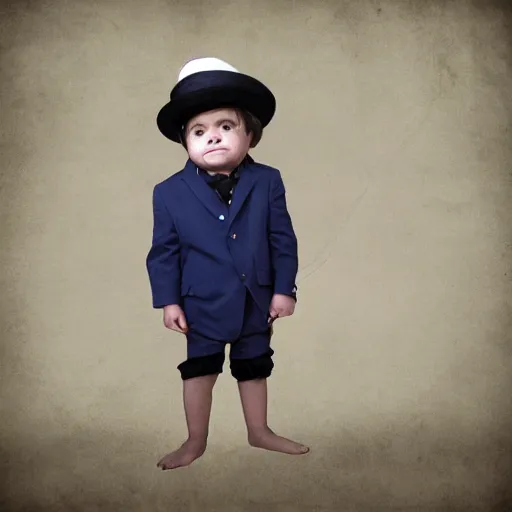 Image similar to midget wearing a fedora