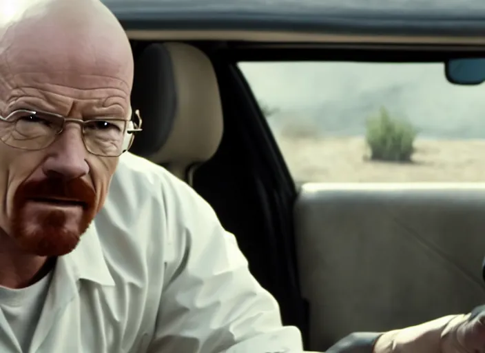 Prompt: film still of walter white as dominic toretto in furious 7 movie ( 2 0 1 5 ), 8 k