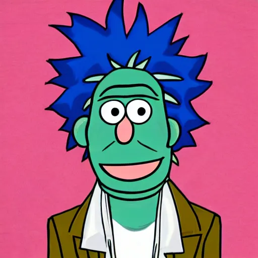 Prompt: Rick Sanchez in the style of a muppet