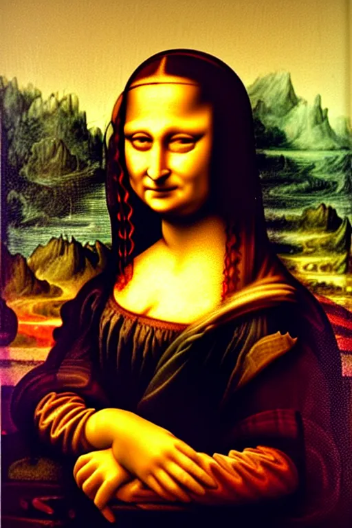 Image similar to oil painting of zombie mona lisa by leonardo da vinci