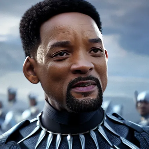 Prompt: Will Smith as Black panther 4K detail